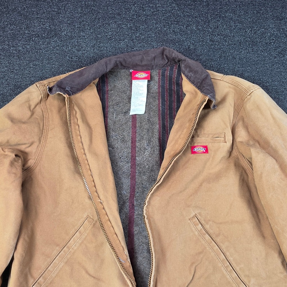 Dickies Duck Canvas Detroit Jacket Brown Mens Large Blanket Lined W535216 Work - Picture 2 of 9